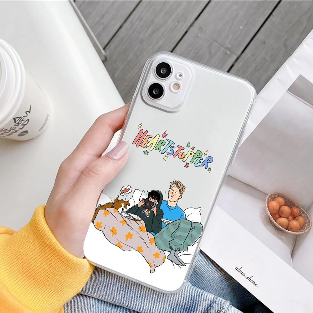 heartstopper transparent phone case for iphone 11 12 13 pro xs max mini xr x 7 8 6plus se soft silicone mobile phone cover 5527
