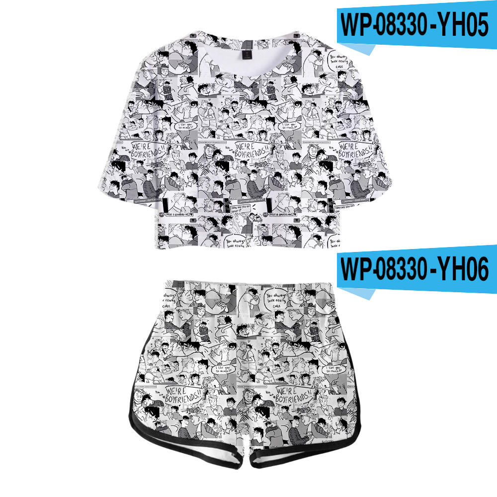 Heartstopper Tshirt 2 Pieces Sets Tv Series Clothes Cosplay Shorts Womens Girls Elastic Shorts Suit Fashion 2 Piece Set