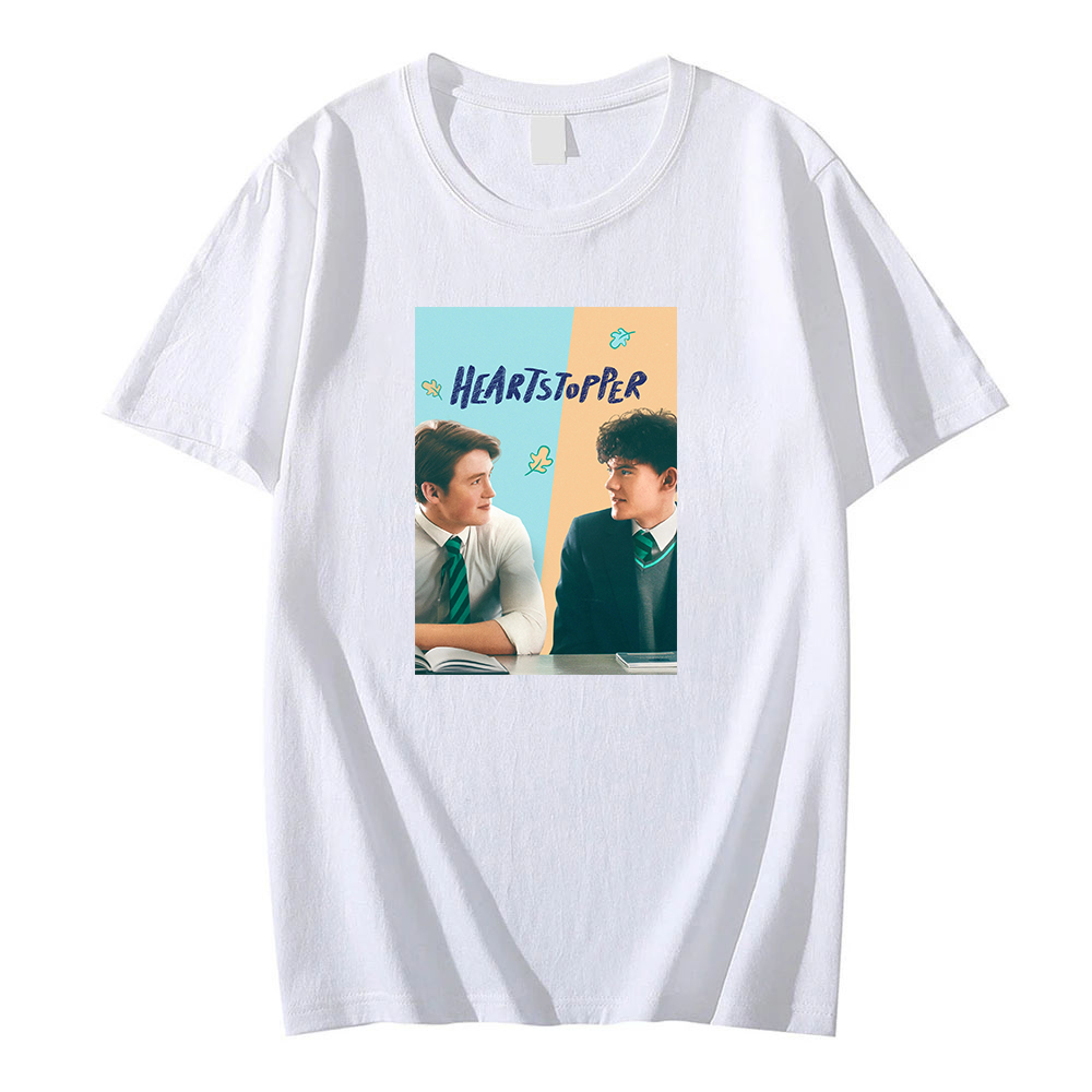 Heartstopper TV Series Poster T shirts Men's O Neck Casual Tee Summer Cotton Soft T Shirt Women/Men Cartoon Manga Tops Shirts
