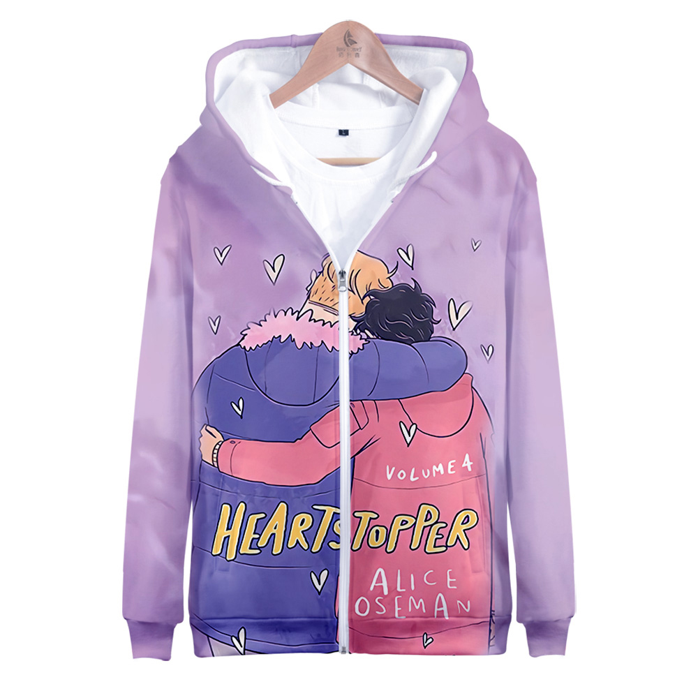 Heartstopper Zipper Hoodies 3D Unisex Fashion Long Sleeve Hooded Sweatshirt Casual Streetwear Zip Up Clothes