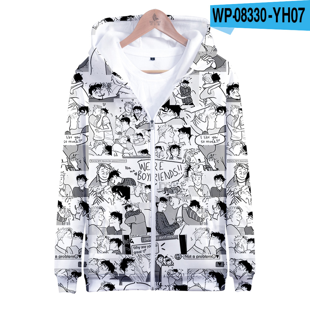 heartstopper zipper hoodies 3d unisex fashion long sleeve hooded sweatshirt casual streetwear zip up clothes 5862