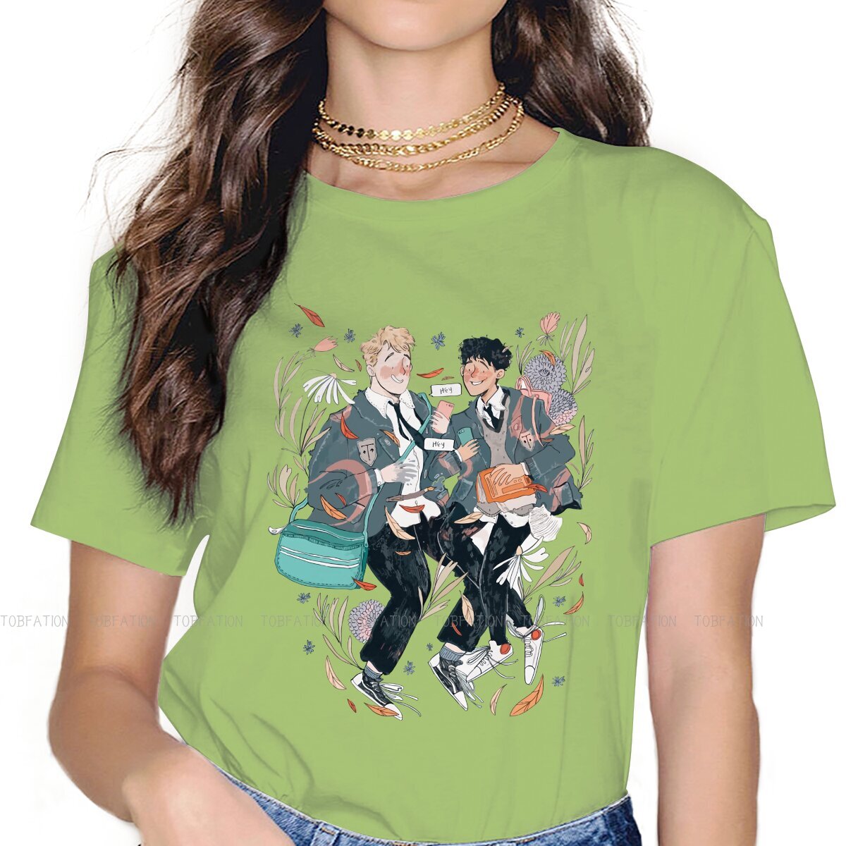 Hey TShirt For Women Alice Oseman Heartstopper Comic Tees Fashion Ladies T Shirt Soft Graphic Oversized