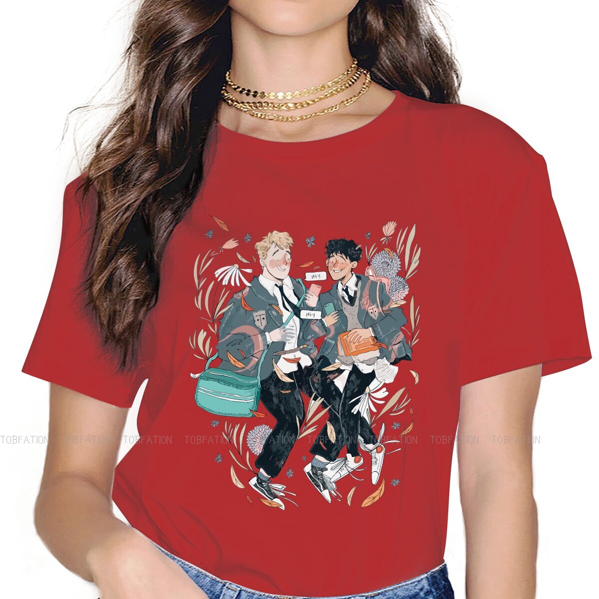 Hey TShirt For Women Alice Oseman Heartstopper Comic Tees Fashion Ladies T Shirt Soft Graphic Oversized