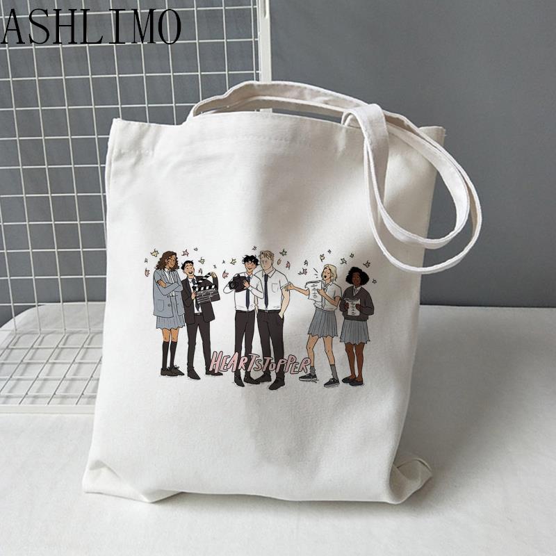 Hi Heartstopper Leaves Women Shopper Bags Shopping Bag Travel Tote Bag College Retro Shoulder Bag Large Capacity Student Handbag