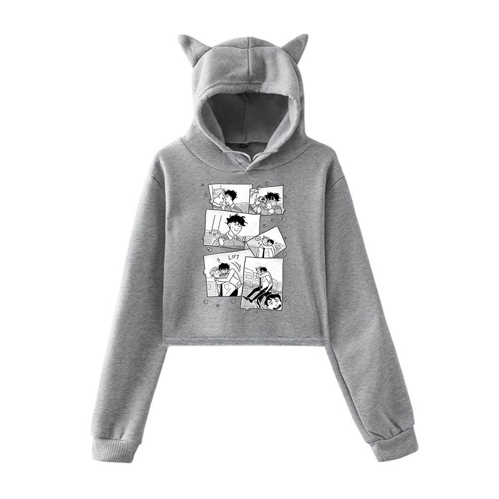 Hit TV series Heartstopper Charlie and Nick Pullover Hoodie Merch Hoodies Sweatshirts for Girls Cat Ear Crop Top Hoodie Youth