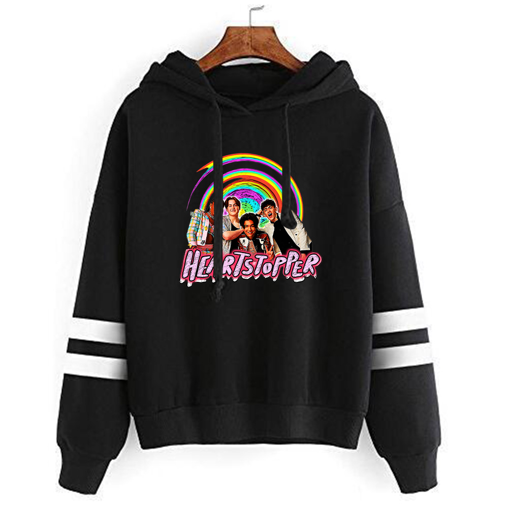 Hooded Heartstopper Hoodie Anime Print Black Streetwear Harajuku Pullover Men Women Tops