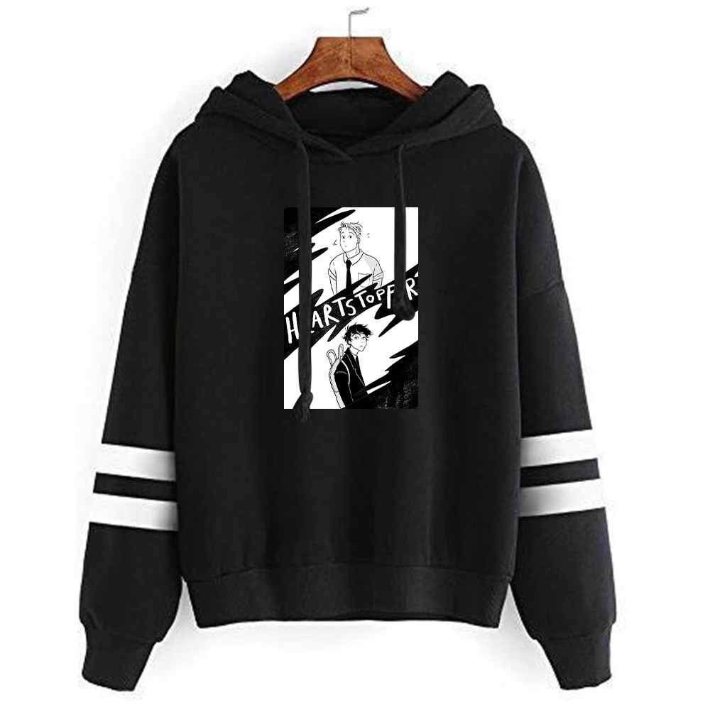 Hooded Heartstopper Hoodie Anime Print Black Streetwear Pullover Men Women Tops