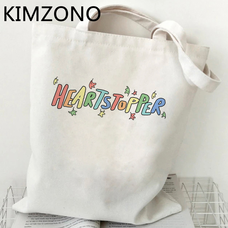 Kawaii Tv Show Heartstopper Shopping Bag Cartoon Handbag Tote Grocery Cotton Jute Bag Shopper Bag Bolsas Reutilizables