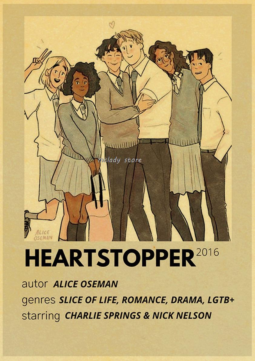 new!british tv show heartstopper gay love retro poster home decor high quality kraft paper wall sticker hd print art painting 3410