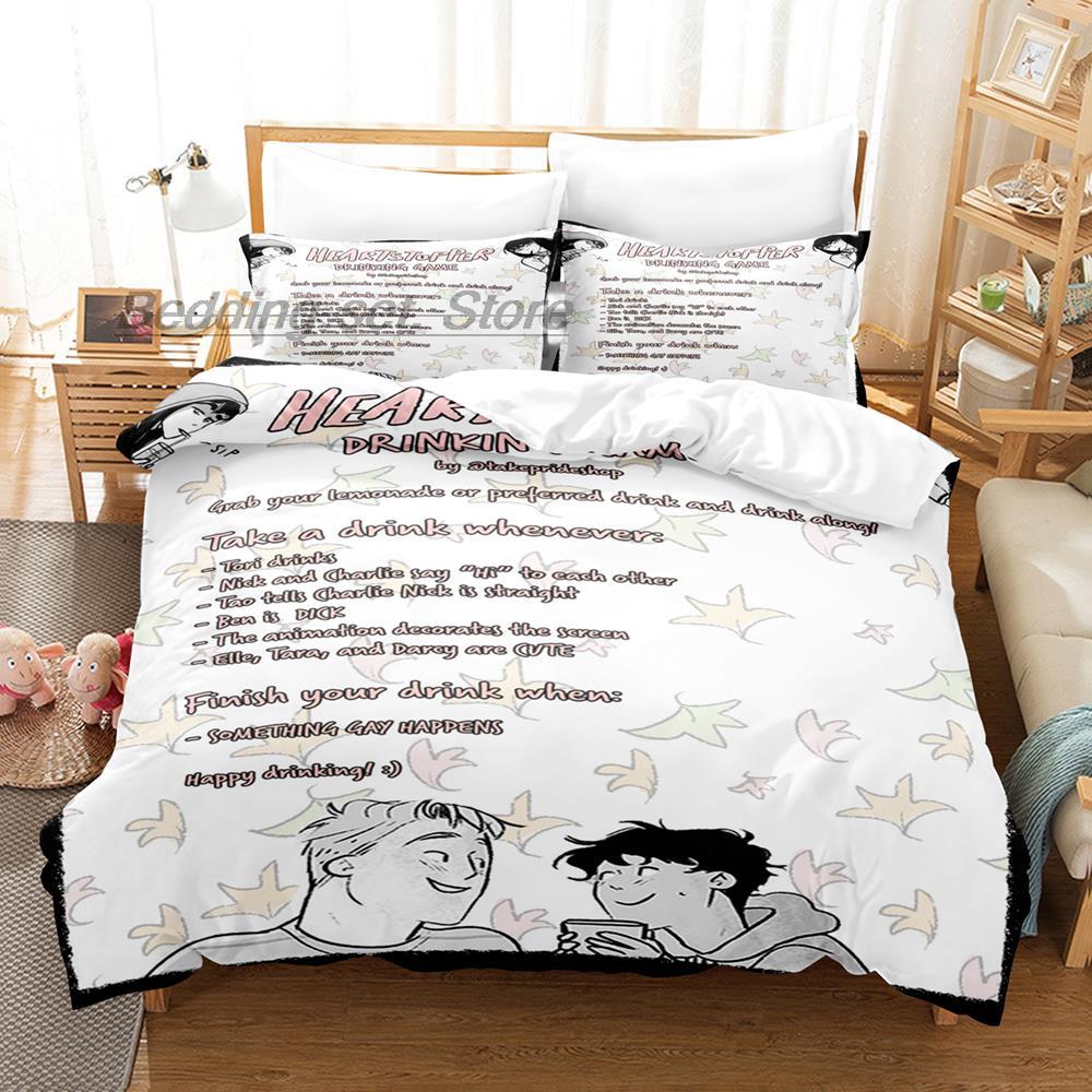 New Heartstopper Bedding Set Single Twin Full Queen King Size Bed Set Aldult Kid Bedroom Duvetcover Sets 3D Print Anime Cartoon