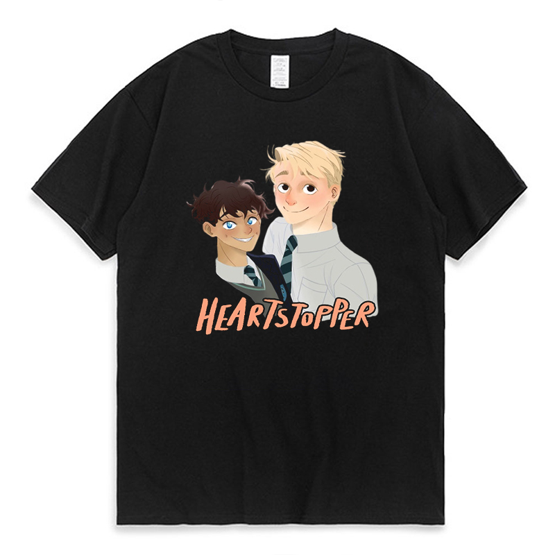 new hot heartstopper rainbow graphic t shirt nick and charlie tv series fans tee tops casual summer cotton short sleeve t shirt 8349