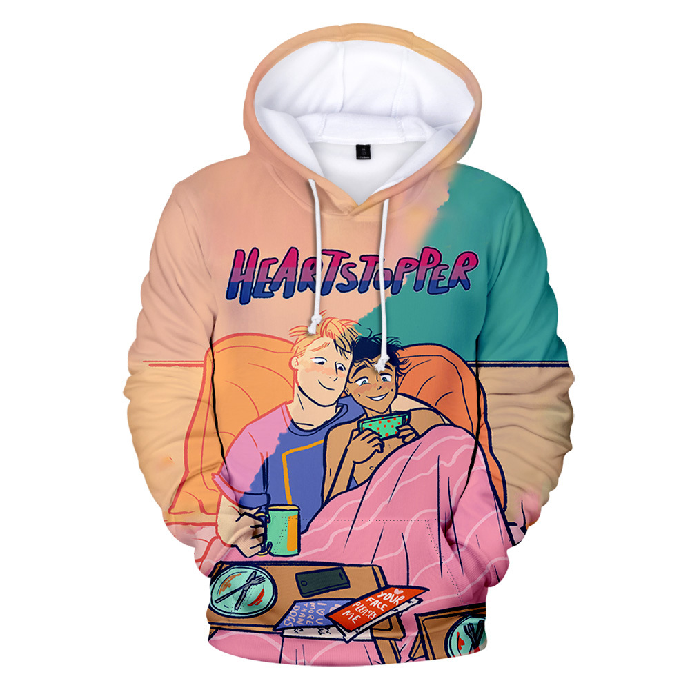 Nick and Charlie Anime Graphic Hoodies Heartstopper Drama TV Series Classic Pullovers Casual Manga Clothes Oversized Streetwear
