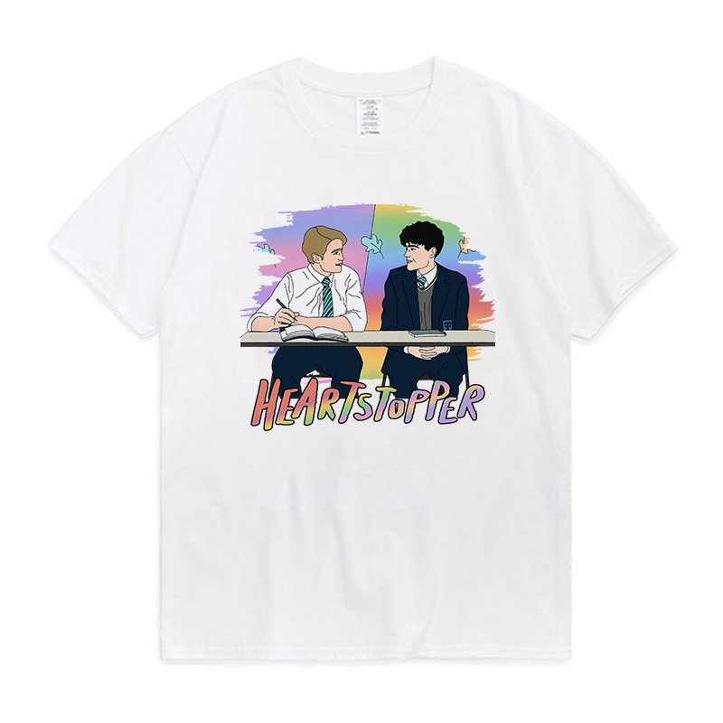Nick And Charlie Heartstopper T shirt Webcomic 2022New Short Sleeve Cotton Summer Casual Tshirt Unisex Tops Tees Creative Design
