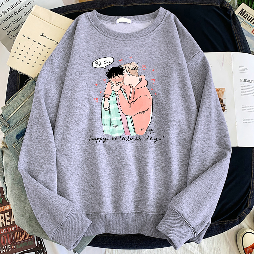 Nick And Charlie Hoodies Heartstopper Cute Graphic Men Pullover Loose Comfortable Sportswear Fleece Hip Hop Mens Sweatshirts