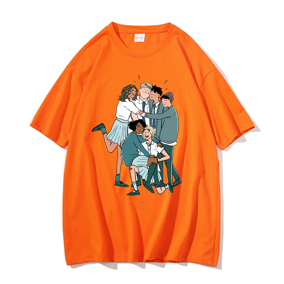 Nick and Charlie Romance TV Series Fans Graphic Print T Shirt Heartstopper T shirts Short Sleeve Men Women Pure Cotton Tshirt