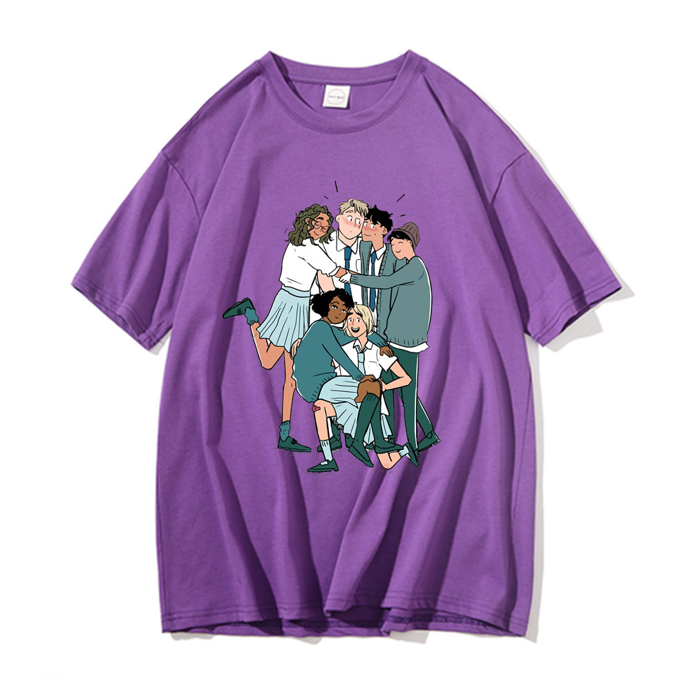 Nick and Charlie Romance TV Series Fans Graphic Print T Shirt Heartstopper T shirts Short Sleeve Men Women Pure Cotton Tshirt