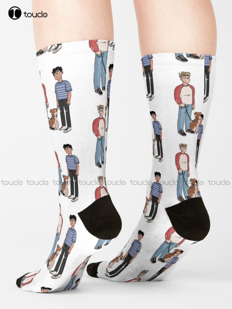 Nick And Charlie Take Me For A Walk Heartstopper Socks Slipper Socks For Women Design Cute Socks  Creative Funny Socks Art