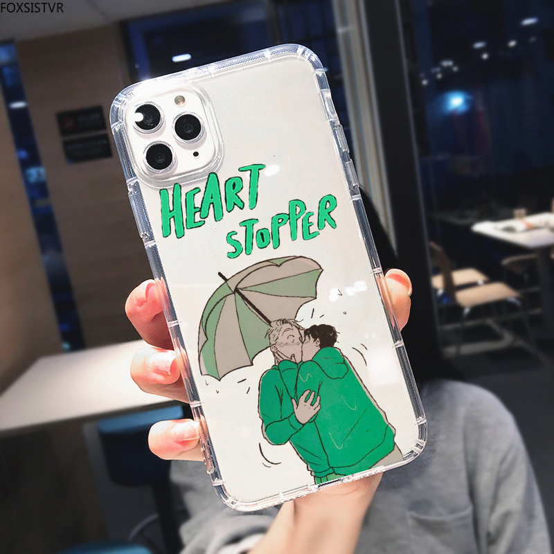 phone case for iphone 7 8 plus x xs xr xs 11 12 13 pro max mini shockproof clear cover heartstopper anime nick and charlie cases 1949