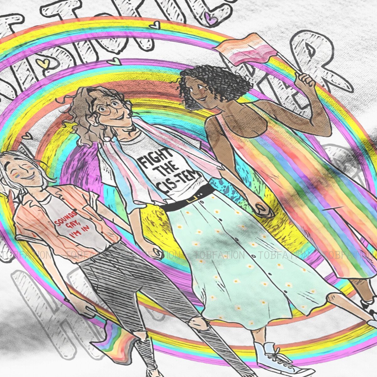 Rainbow Hip Hop TShirt Alice Oseman Heartstopper Comic Creative Streetwear Casual T Shirt Men Tee Unique Gift Idea