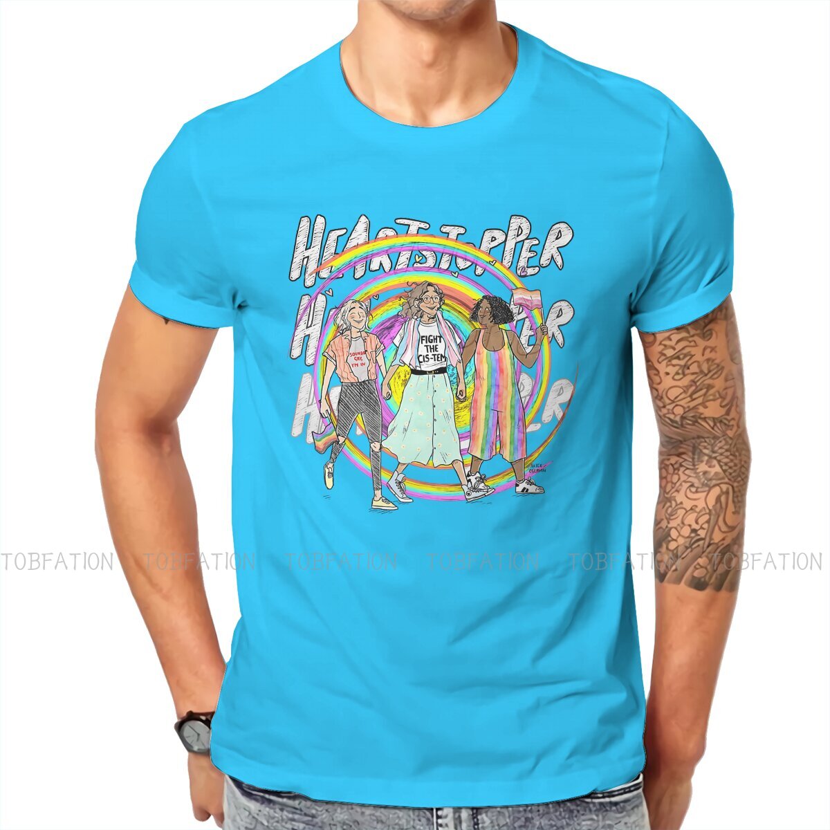 Rainbow Hip Hop TShirt Alice Oseman Heartstopper Comic Creative Streetwear Casual T Shirt Men Tee Unique Gift Idea