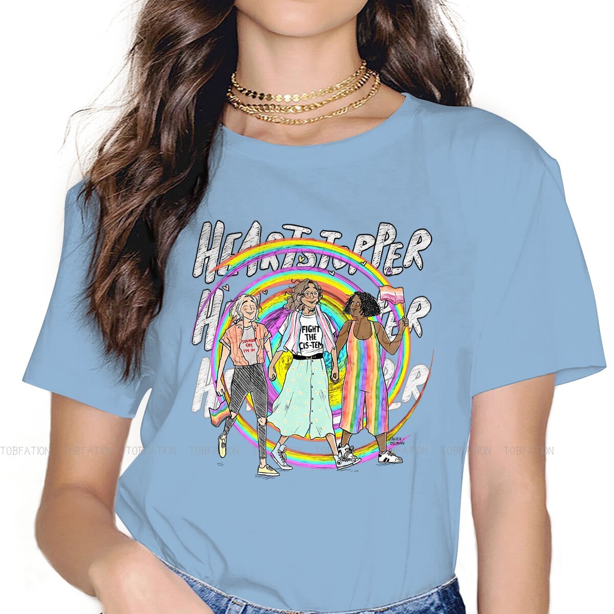 Rainbow Women TShirt Alice Oseman Heartstopper Comic Girls Graphic Tees 4XL O neck Female T Shirt Funny Fashion Gift
