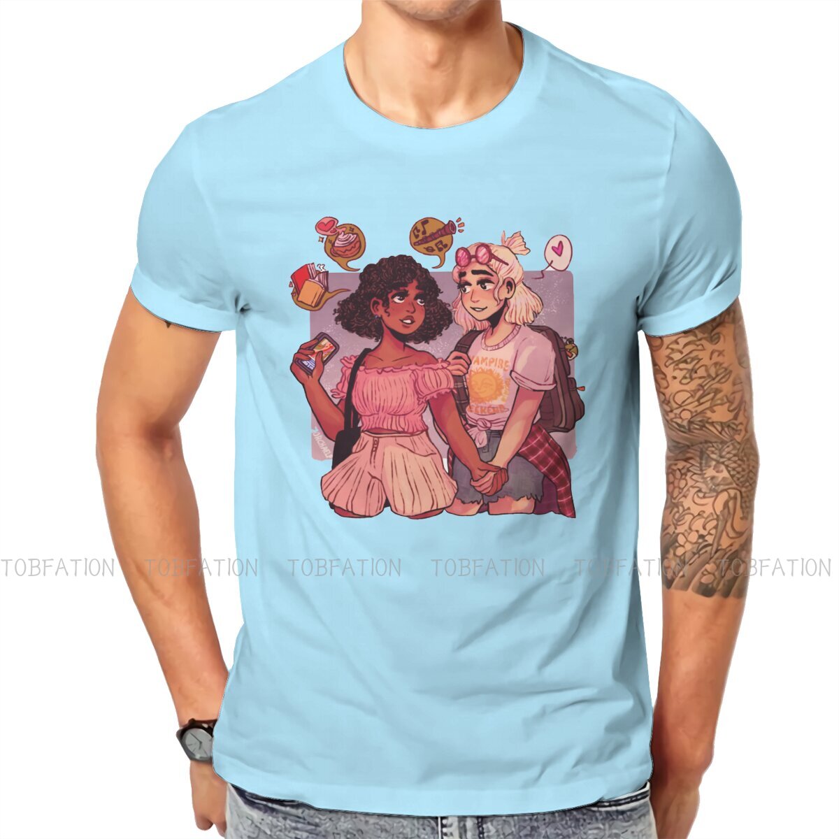 Tara And Darcy Lover Fashion TShirts Alice Oseman Heartstopper Comic Male Graphic Fabric Streetwear T Shirt O Neck Oversized