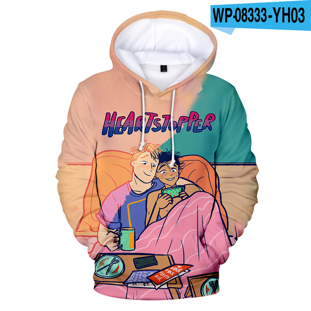 TV Series Heartstopper Nick and Charlie 3D Print Oversized Women/Men Hoodie Sweatshirt Streetwear Hip Hop Pullover Hooded Jacket