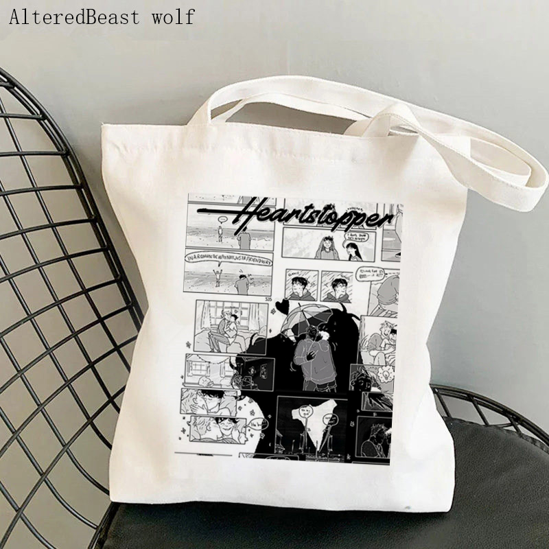 Women Shopper bag Heartstopper Nick and Charlie Gay Bag Harajuku Shopping Canvas Shopper Bag girl handbag Shoulder Lady Bag